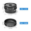 ODOLAND 15PCS CAMPING COOKWARE MESS KIT, NON-STICK LIGHTWEIGHT POT - BLACK - Like New