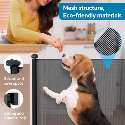 BULUBAKY EXTRA TALL SAFETY RETRACTABLE BABY GATE BLACK, 42" TALL X 55" WIDE - Like New