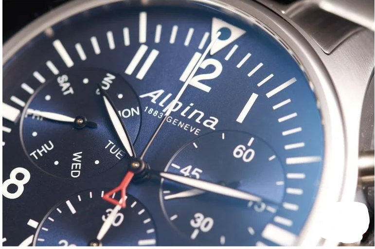 Alpina AL-371NN4S6B Men's Startimer Pilot Chronograph Watch - BLUE DIAL SS BAND Like New