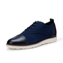 AMAZON ESSENTIALS OXFORD BROGUE KNIT DRESS SNEAKERS FOAM INSOLE SIZE 10.5 NAVY - Like New