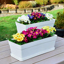 YOUNGEVER 3 PACK 15 INCH PLASTIC WINDOW BOX PLANTER, USES, OPTIONS - WHITE - Like New