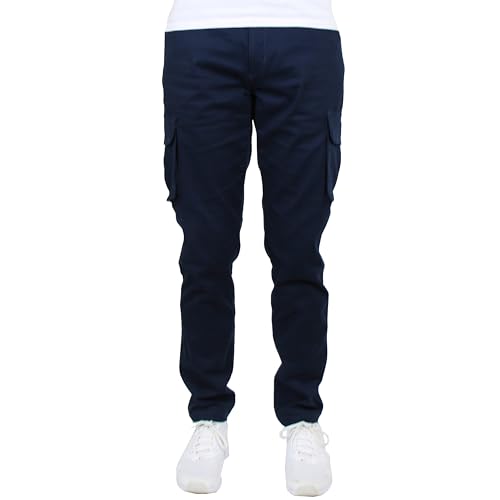BLU ROCK MEN'S FLEX STRETCH COTTON CARGO PANTS - SIZE: MEN 30 - NAVY - Brand New