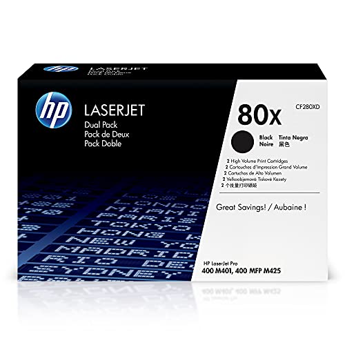 HP 80X Black High-yield Toner Cartridges 2-pack HP LaserJet Pro 400 M401 Series Brand New