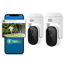 ARLO ESSENTIAL OUTDOOR PAN TILT ZOOM SECURITY CAMERA 2K 2 CAM 6 MO PLAN WHITE - Like New
