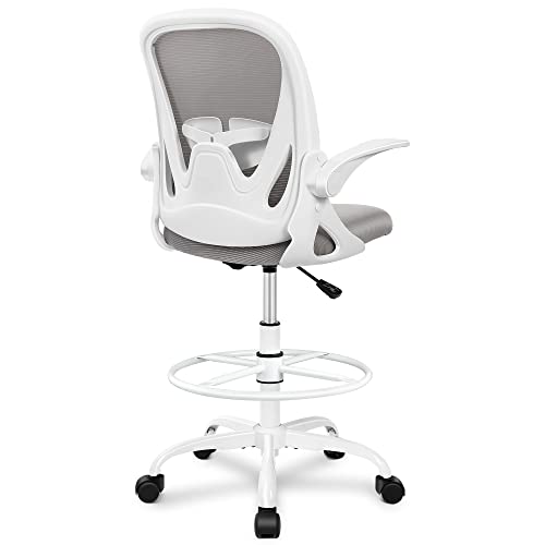 Primy Ergonomic Drafting Chair with Flip-up Armrests Tall Office Chair Grey - Like New