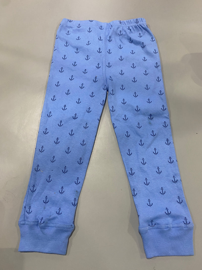 HUDSON BABY INFANT AND TODDLER BOY COTTON PANTS, ANCHORS - SIZE: YOUTH 3T - BLUE - Like New