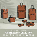 TRAVEL SELECT AMSTERDAM EXPANDABLE ROLLING UPRIGHT LUGGAGE 2-PIECE SET BURGUNDY - Brand New