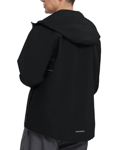 Bantrek Men's Rain Jacket Waterproof Windbreaker Hooded Softshell - Black - XL - Like New