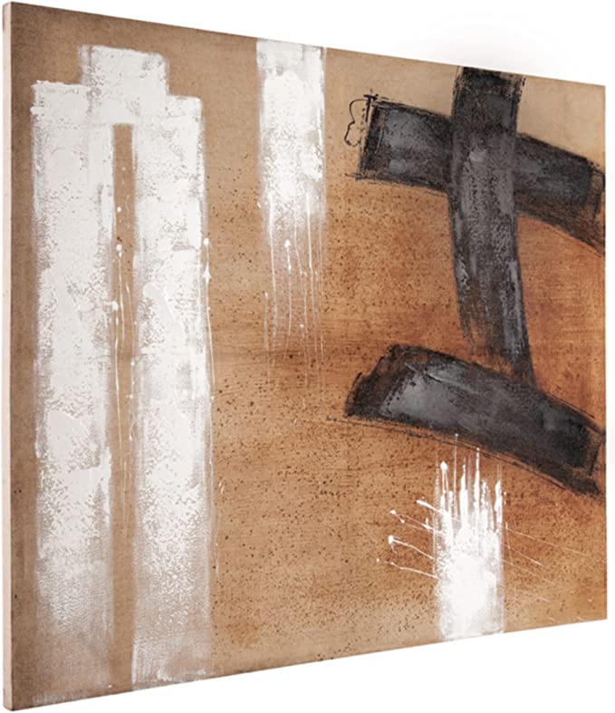 Ashley Tamland Modern Canvas Wall Art 60 x 50 Inches Brown, White and Black New