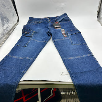 BLU ICE MEN'S STRETCH CARGO POCKET JEANS - SIZE: MEN 30W X 30L - DARK WASH - Brand New