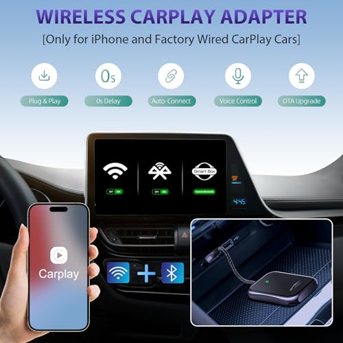 TKASIO WIRELESS CARPLAY ADAPTER 2024 UPGRADE CONVERTS WIRED WIRELESS - BLACK - Like New