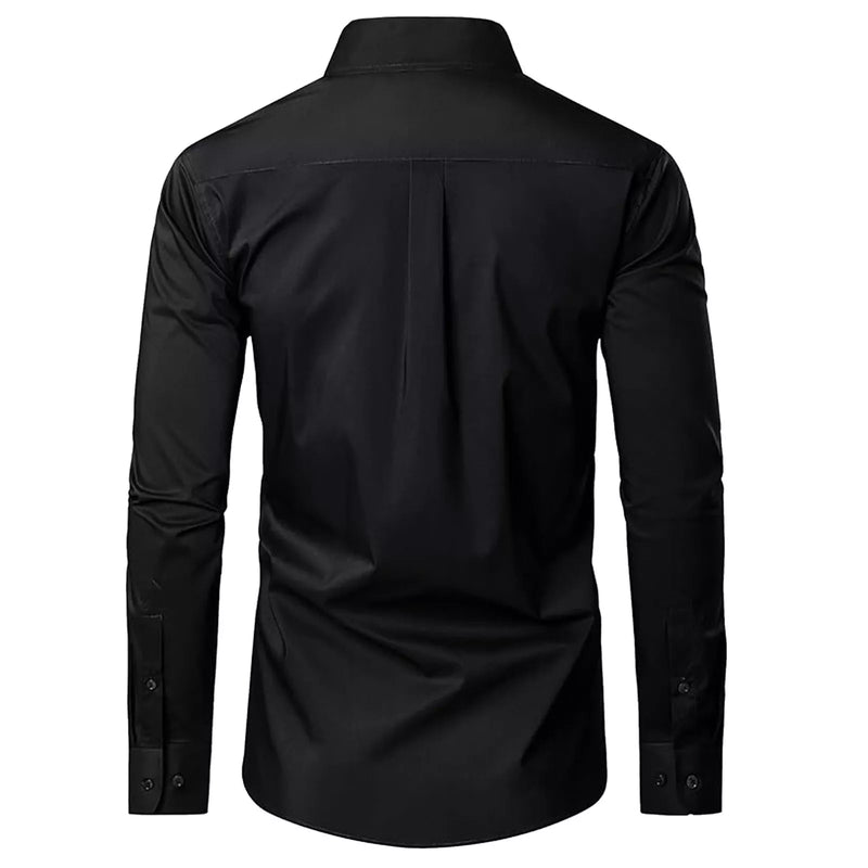 JAMES TAILOR DRESS SHIRT JMLS-350BK - SIZE: MEN XL - BLACK - Brand New