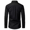 JAMES TAILOR MEN' SLIM FIT LONG SLEEVE STRETCH DRESS SHIRT - SIZE: MEN L - BLACK - Brand New