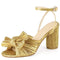 MUCCUTE MUCCCUTE WOMEN'S BOW KNOT HEELED SANDALS SIZE 7 (38) GOLD - Brand New