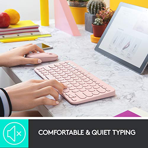Logitech K380 Pebble Wireless Multi-Device Keyboard Windows/Apple iOS - Rose - Like New