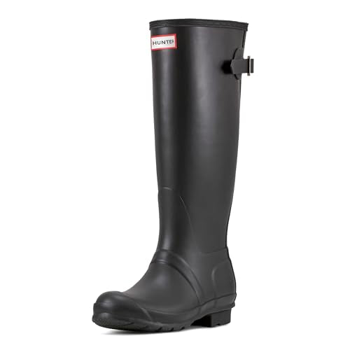 Hunter Women's Original Tall Back Adjustable Rain Boot Black WFT100RMA-BLK-8 - Brand New