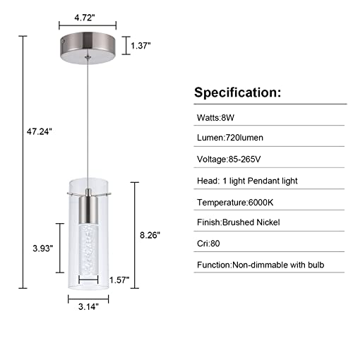 LEADTEK 3 Pack Pendant Lights Kitchen Island Light Brushed Nickel - Like New