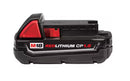 MILWAUKEE M18 18-VOLT LITHIUM-ION COMPACT BATTERY PACK 1.5AH - BLACK/RED - Like New