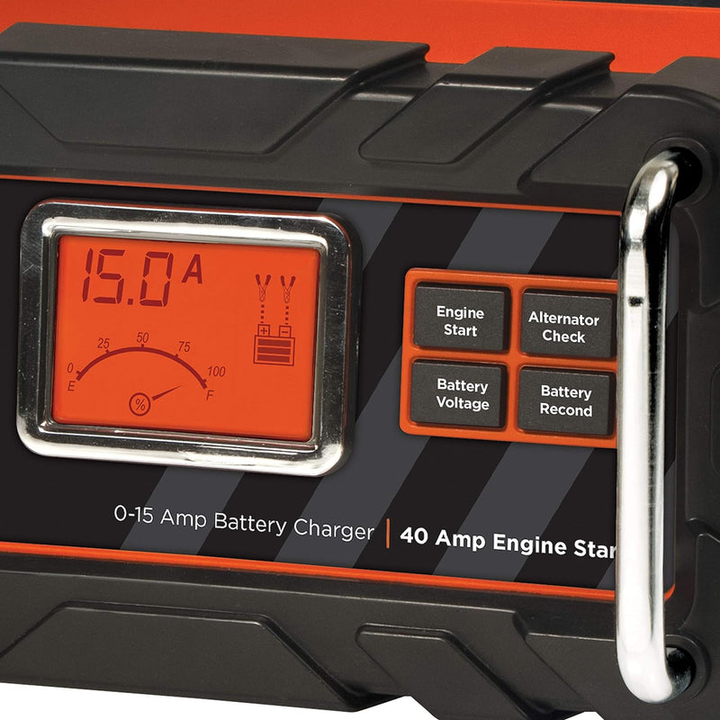 BLACK+DECKER BC15BD Fully Automatic 15Amp 12V Bench Battery Charger-ORANGE/BLACK - Like New