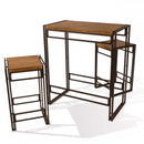 Atlantic Urban Bar Height Dining Table 2 Stools 82008132 - Black/CHESTNUT - Like New