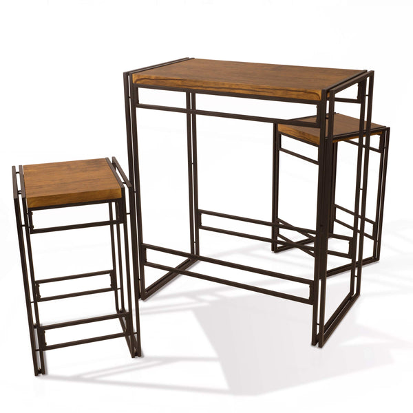 Atlantic Urban Bar Height Dining Table 2 Stools 82008132 - Black/CHESTNUT - Like New