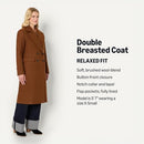 AMAZON ESSENTIALS WOMEN'S RELAXED-FIT WOOL-BLEND COAT - CARAMEL HEATHER LARGE - Like New