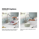 KOHLER CAPILANO 2-HANDLE BRIDGE FAUCET WITH SOAP DISPENSER - SILVER - Like New