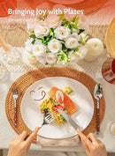 Sweese Dinner Plates 11" Porcelain Modern Curve Square Plate Set of 6 - White - Like New