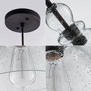 LANROS Farmhouse Kitchen Pendant Lighting Handblown Clear Seeded Glass 2 Pack - Brand New