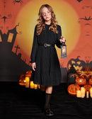 ARSHINER GIRLS LONG SLEEVE DRESS TWEEN FALL FORMAL MIDI YOUTH 11-12Y - BLACK - Like New