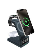 SMARTHOKEN WIRELESS CHARGING STATION DIGITAL CLOCK 4 IN 1 CHARGING STAND BLACK - Like New