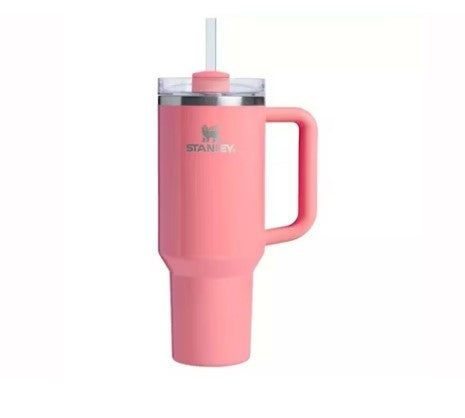 STANLEY X E.L.F COSMETICS FLOWSTATE QUENCHER 40OZ TUMBLER - CORAL FIXATION - Like New