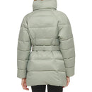 COLE HAAN WOMEN'S BELTED PILLOW-COLLAR PUFFER COAT - SIZE: WOMEN L - SAGE - Like New