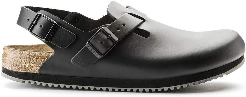 BIRKENSTOCK TOKIO SUPER GRIP SANDALS - SIZE: MEN 7 WOMEN 9 - BLACK LEATHER - Brand New