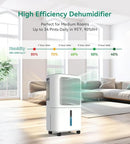 VEAGASO 34-36 PINT/D, 2500 SQ.FT DEHUMIDIFIER FOR BASEMENT, DRAIN HOSE - WHITE - Like New