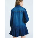 SCOOP DENIM PLEATED MINI SHIRT DRESS - SIZE: WOMEN S (4-6) - DARK ACID WASH - Brand New