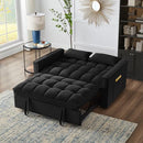 SLEERWAY BLACK VELVET SLEEPER SOFA COUCH, 4 IN 1 MODERN CONVERTIBLE - BLACK - Like New