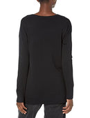 AMAZON ESSENTIALS WOMEN'S LIGHTWEIGHT LONG-SLEEVE V-NECK TUNIC SWEATER BLACK S - Brand New