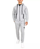 BLU ROCK MEN'S TECH FLEECE HOODIE AND JOGGER SWEATPANTS - XL - HEATHER GRAY - Brand New