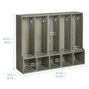 ECR4Kids Streamline 5-Section Toddler Coat Locker with Bench Grey Wash - Like New