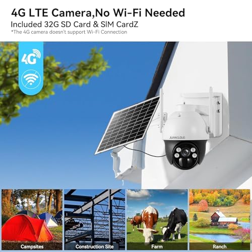 JUANCLOUD 4G LTE CELLULAR SOLAR OUTDOOR SECURITY CAMERA RELIABLE - WHITE/BLACK - Like New