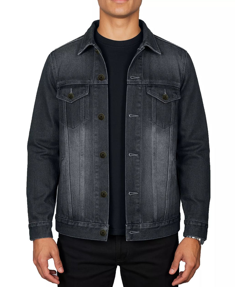 BLU ROCK MEN'S REGULAR-FIT CLASSIC DENIM JACKET - SIZE: M - BLACK - Brand New