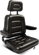 GENERIC UNIVERSAL TRACTOR SEAT WITH HEADREST, ADJUSTABLE BACKREST - BLACK - Like New