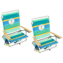 TOMMY BAHAMA 5-Position Lay Flat Backpack Cooler Beach Chair 2-Pack STRIPE - Like New