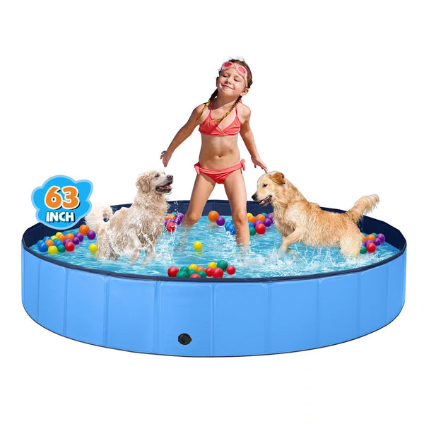 JECOO DOG POOL LARGE DOGS KIDDIE HARD PLASTIC FOLDABLE BATHING TUB - BLUE - Like New