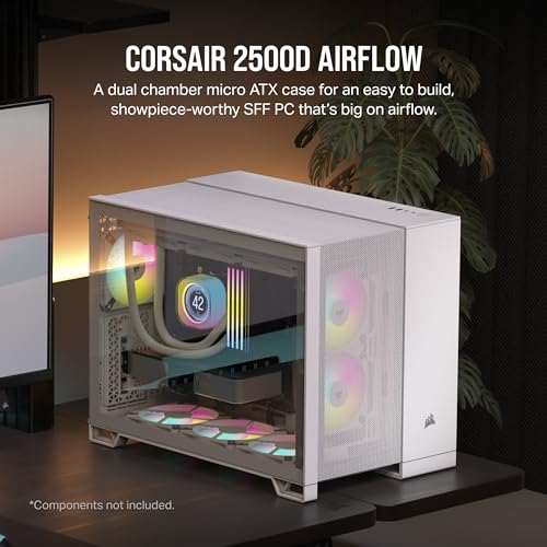 CORSAIR 2500D AIRFLOW SMALL-TOWER MATX DUAL CHAMBER PC CASE - WHITE Like New