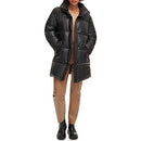 LEVI'S FAUX LEATHER MID-LENGTH PUFFER COAT - SIZE: WOMEN M - BLACK - Brand New