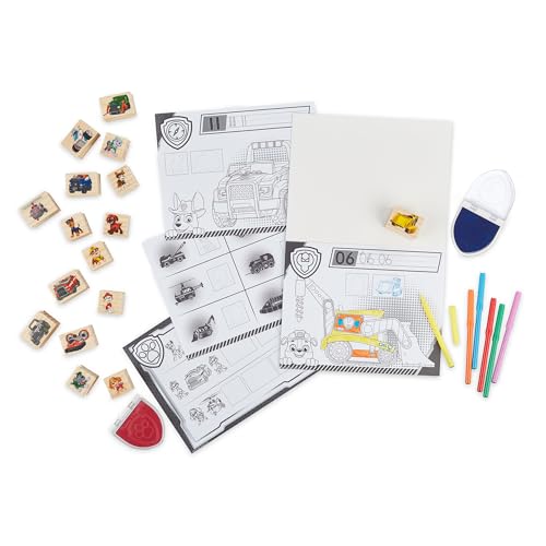 MELISSA & DOUG PAW PATROL WOODEN STAMPS ACTIVITY PAD 25 PIECES - MULTI-COLOR - Like New