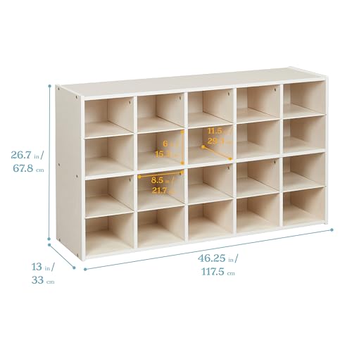 ECR4KIDS STREAMLINE 20 CUBBY TRAY STORAGE CABINET 4X5 NATURAL - WHITE WASH - Like New