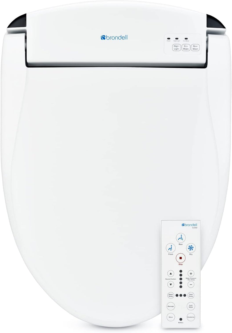 Brondell Bidet CL950 Round Bidet Toilet Seat - WHITE - Scratch & Dent